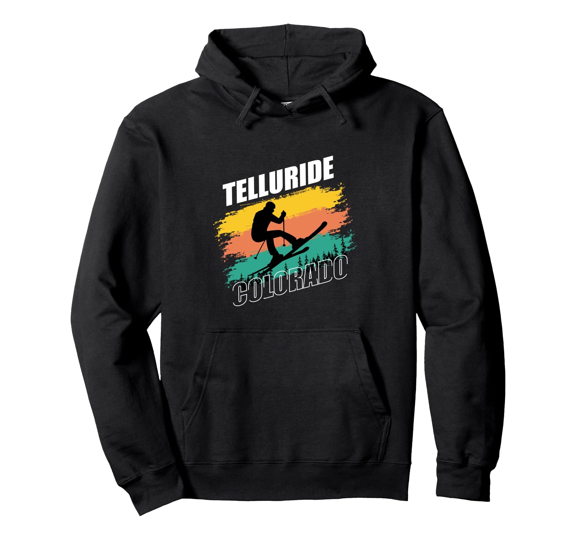 70S 80S Stripes Telluride Colorado Ski Hoodie - Casual Everyday Wear Unisex - T-Shirt, Sweatshirt, Hoodie