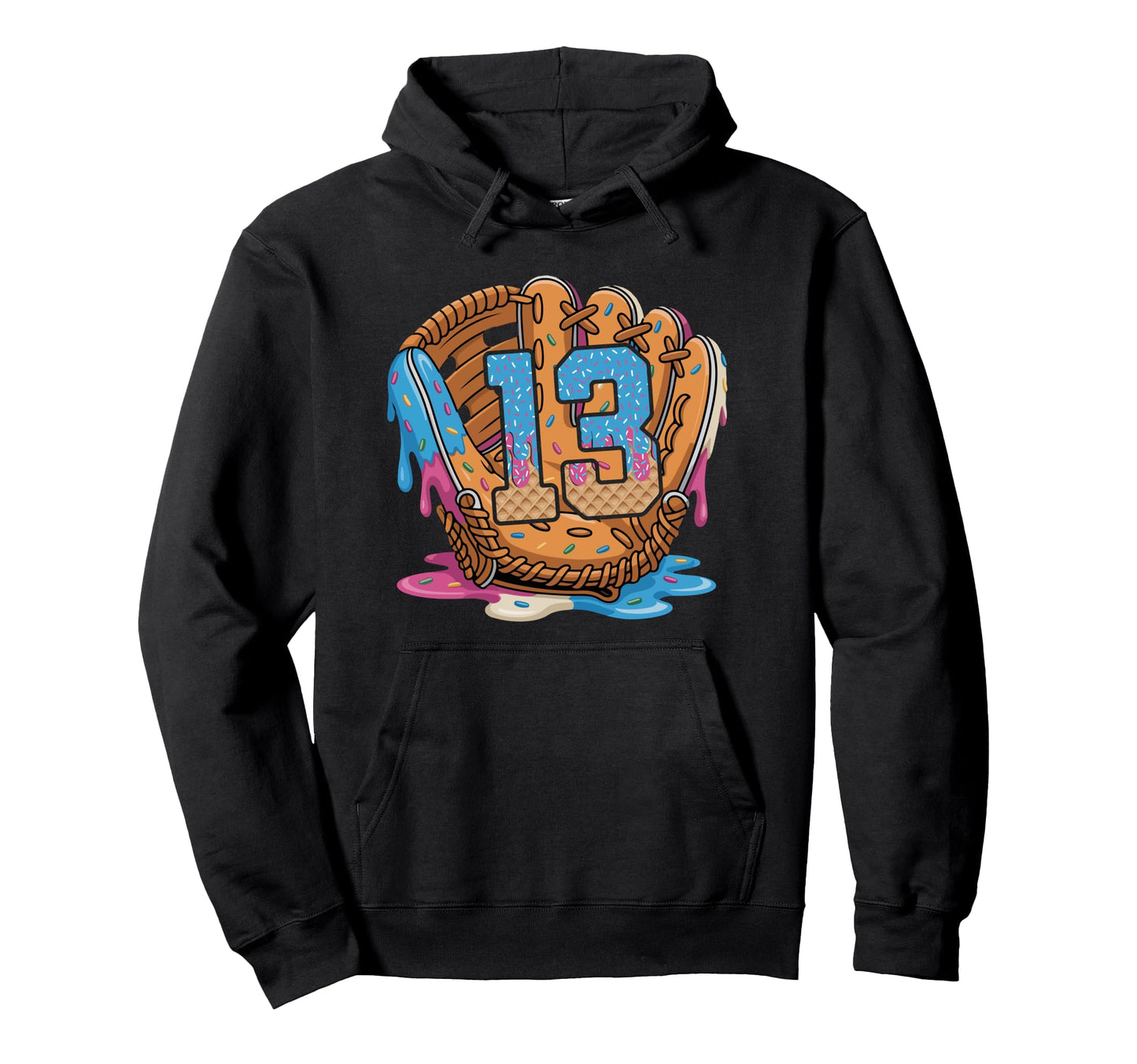 Baseball 13 Year Old Ice Cream Drip Hoodie - Aesthetic Graphic for Adults - T-Shirt, Sweatshirt, Hoodie