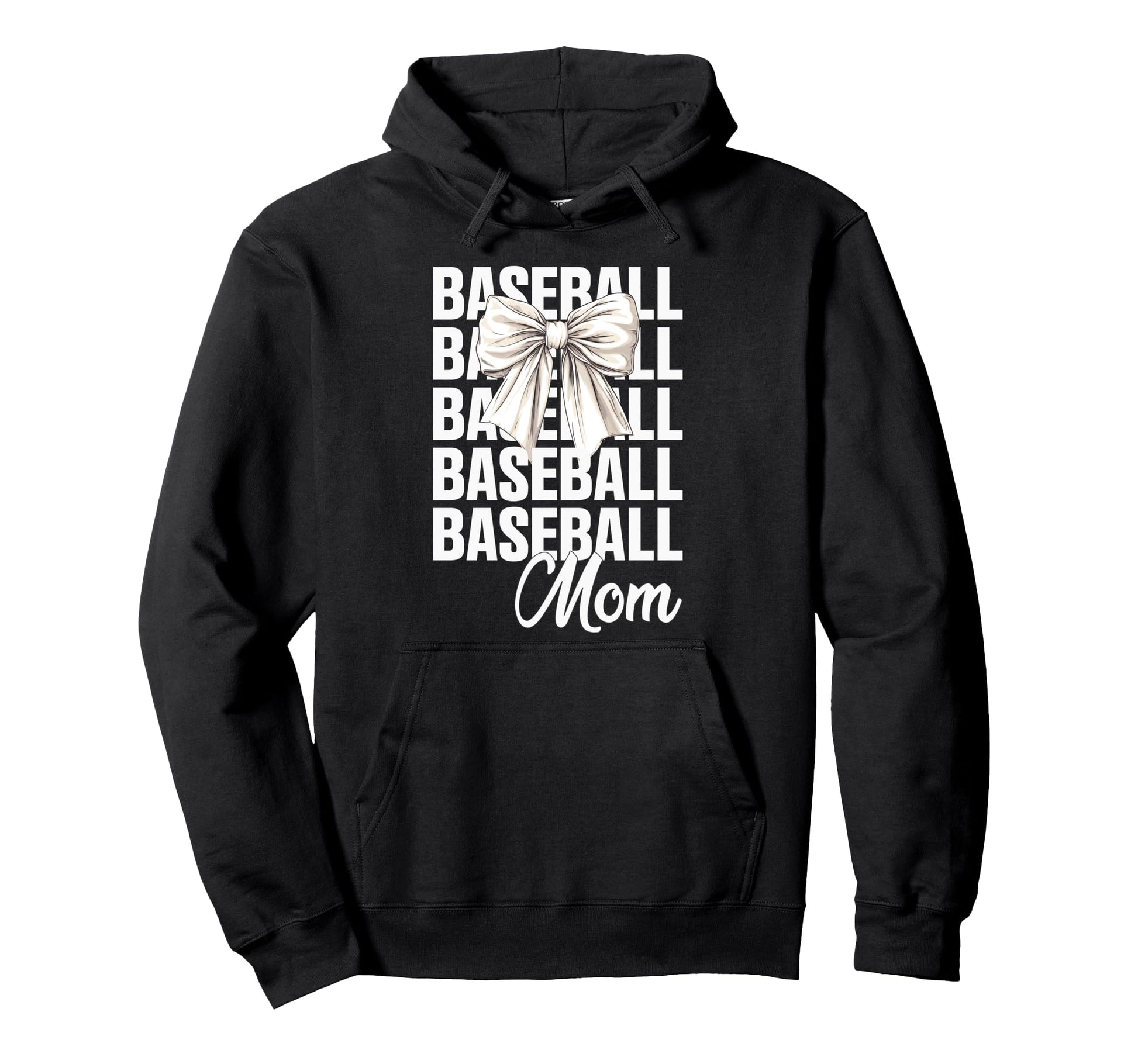 Baseball Mom Coquette Bow Baseball Hoodie - Custom Art Print for Adults - T-Shirt, Sweatshirt, Hoodie