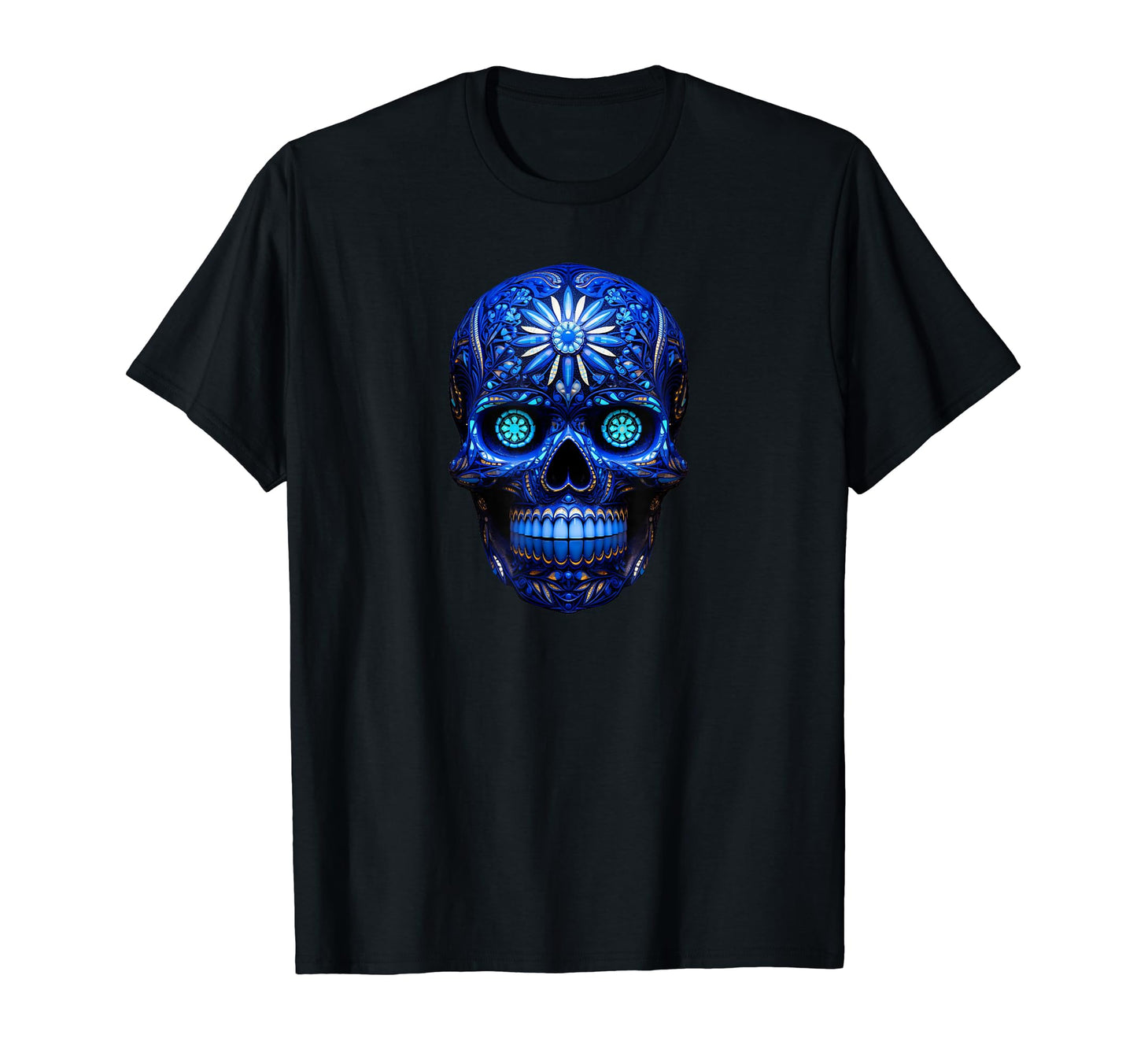 Liquid Psychedelic Skull Blue Rock T-Shirt - Unique Graphic for Adults - T-Shirt, Sweatshirt, Hoodie