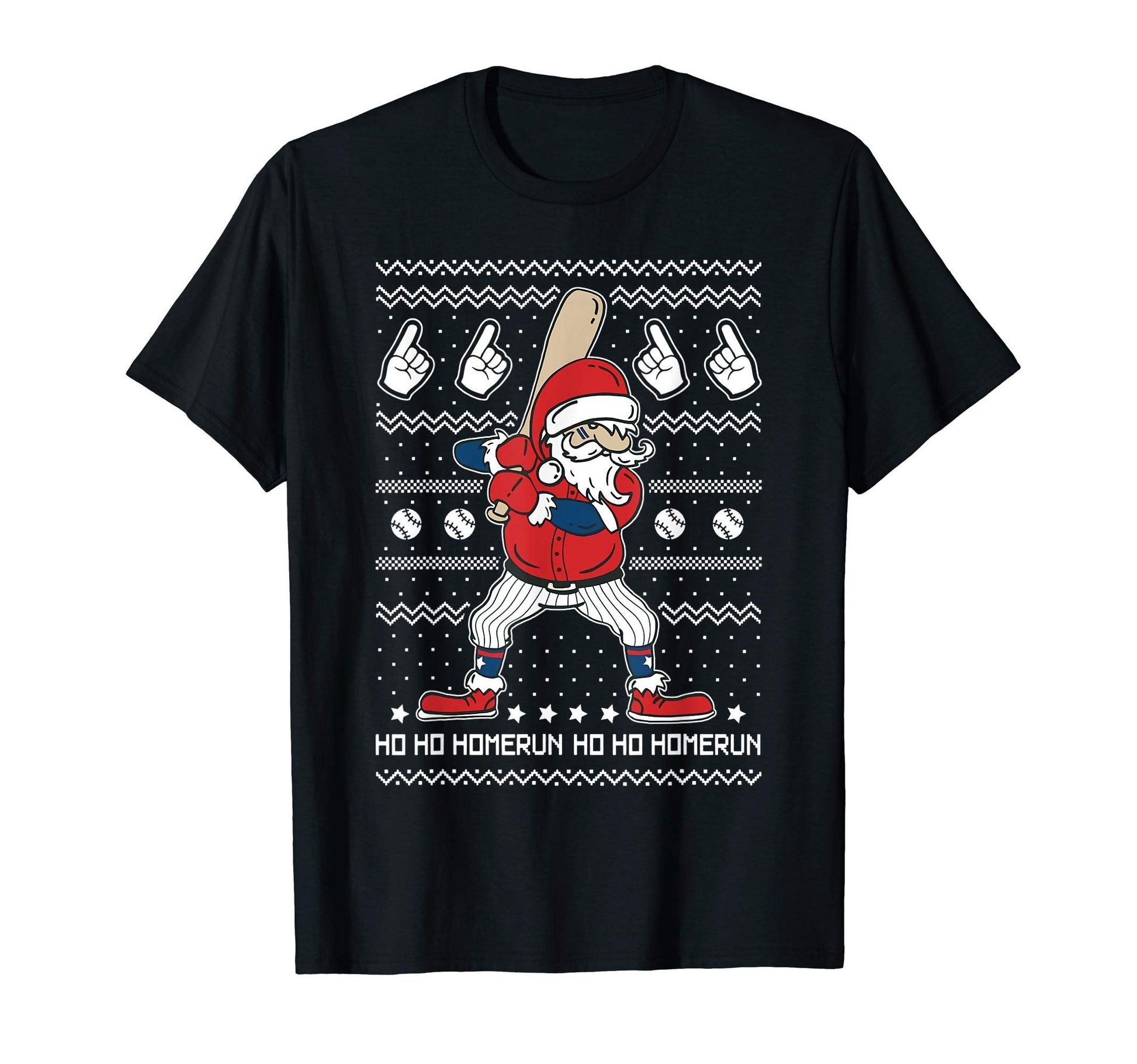 Santa Baseball Fan Home Run Funny Ugly T-Shirt - Graphic Print Men Women - T-Shirt, Sweatshirt, Hoodie