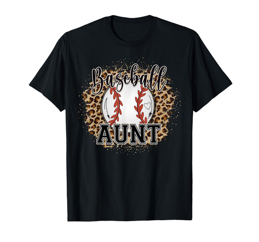 Baseball Aunt Leopard Cheetah T-Shirt - Fun Novelty Design for Adults - T-Shirt, Sweatshirt, Hoodie