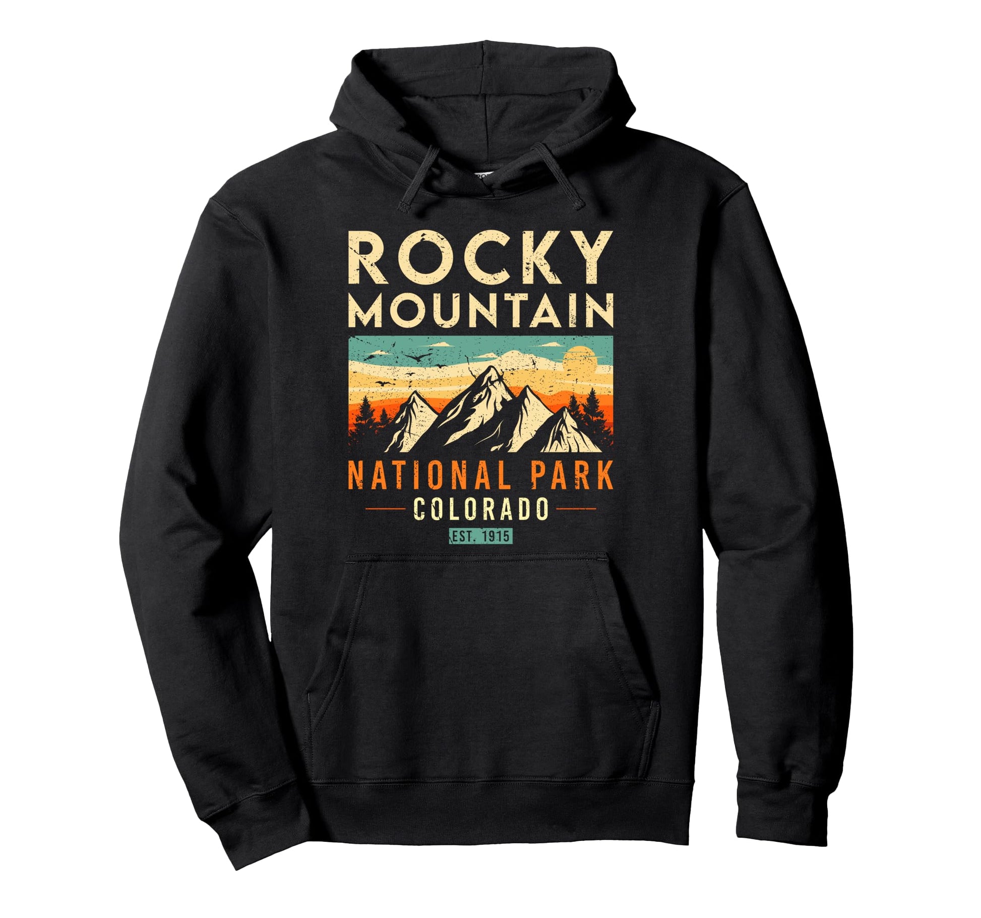 Rocky Mountain Est 1915 Colorado National Hoodie - Trendy Graphic Unisex - T-Shirt, Sweatshirt, Hoodie