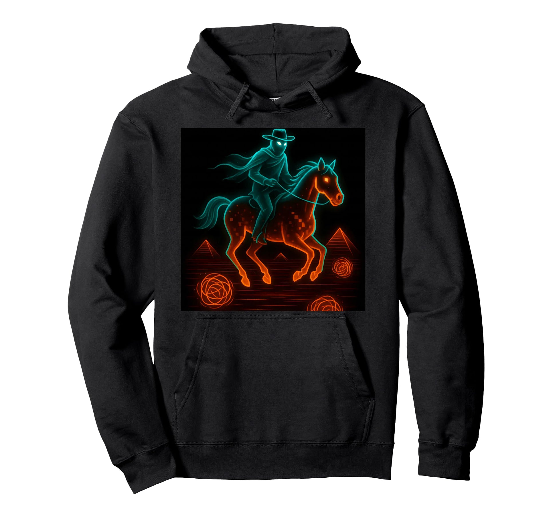 Vaporwave Cowboy Rider Horse Desert Hoodie - Novelty Apparel Unisex - T-Shirt, Sweatshirt, Hoodie