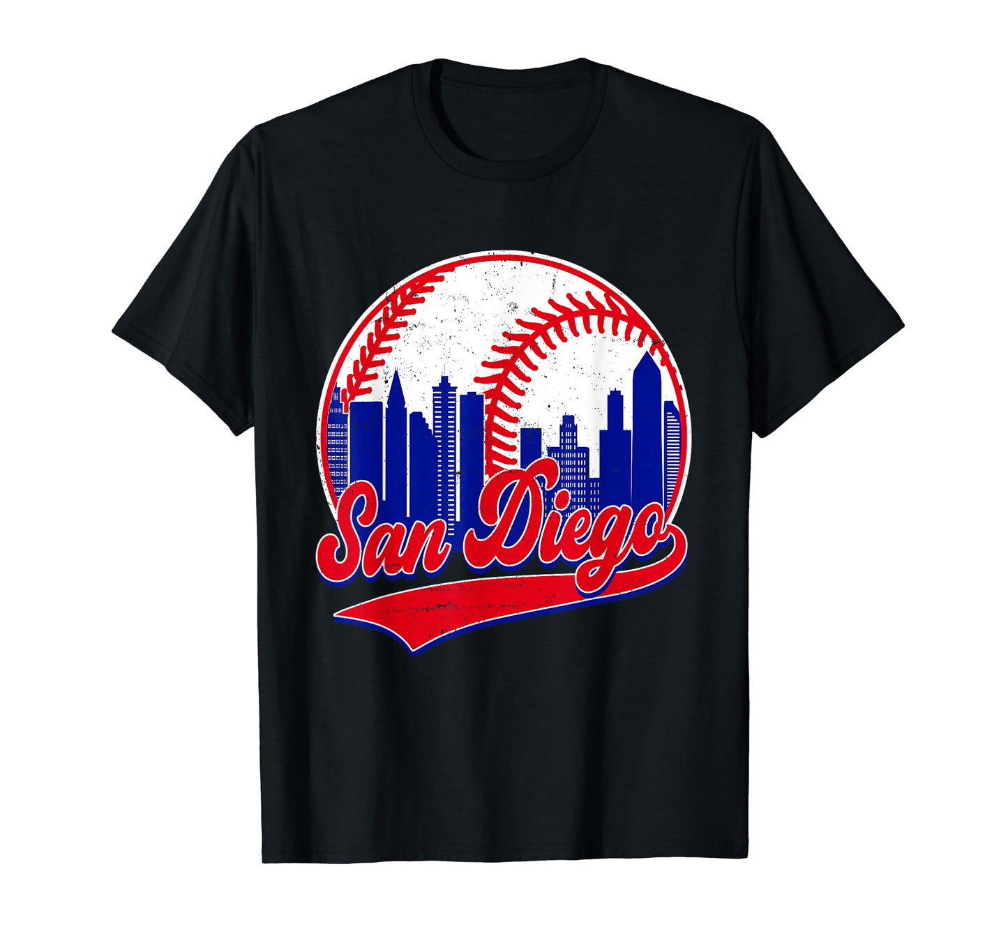 Baseball Player Lover San Diego Distressed T-Shirt - Trendy Graphic Unisex - T-Shirt, Sweatshirt, Hoodie