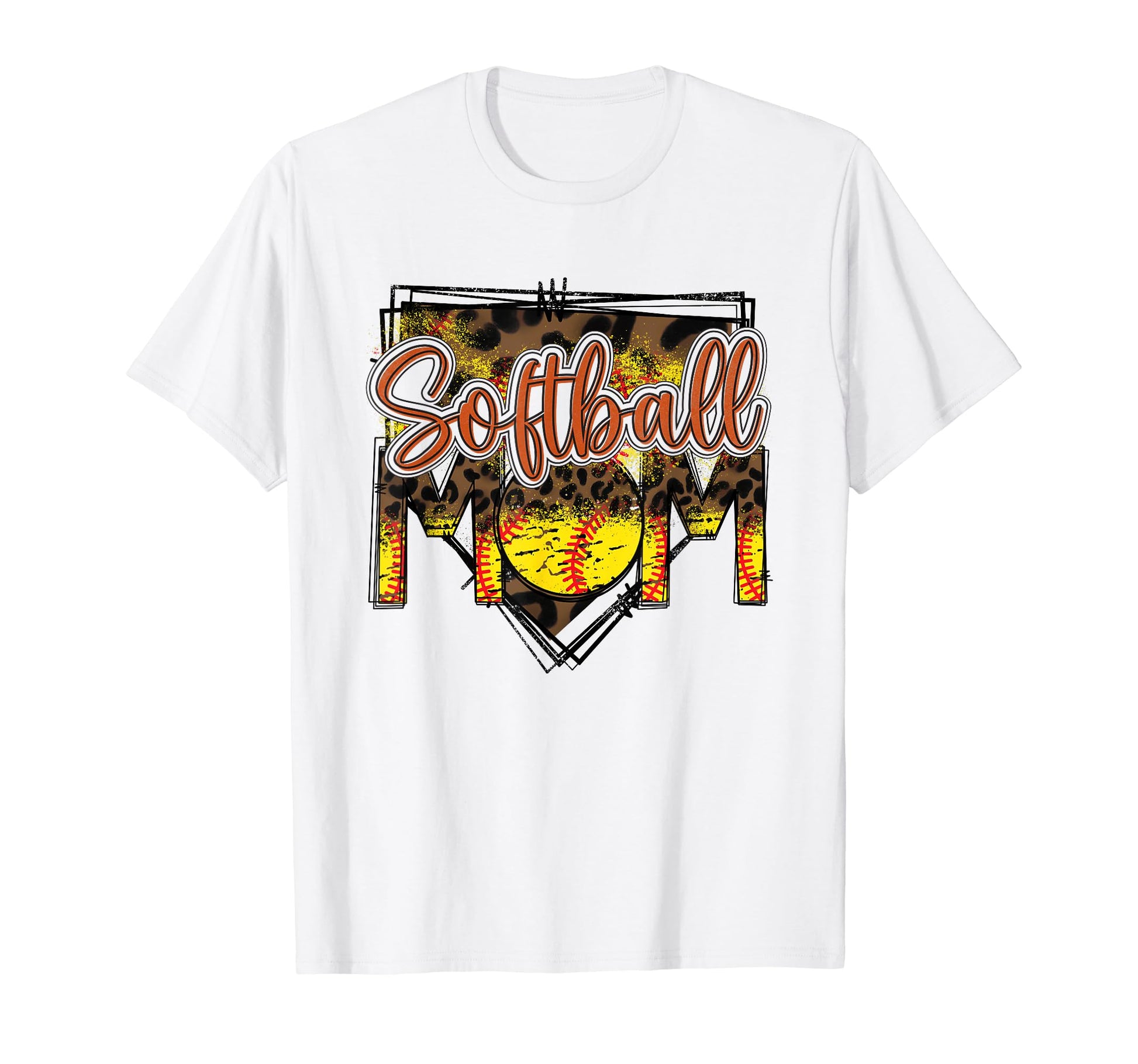 Softball Mom Leopard Funny Softball Mom T-Shirt - Aesthetic Graphic Unisex - T-Shirt, Sweatshirt, Hoodie