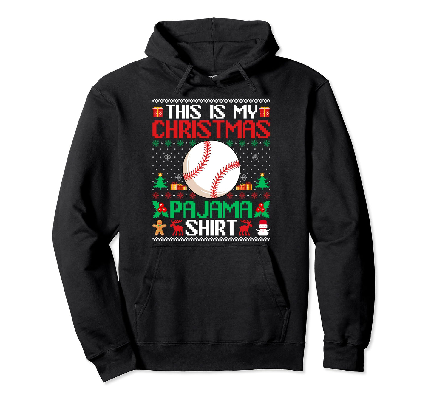 Baseball Player Pajama Baseball Holiday Hoodie - Aesthetic Graphic Unisex - T-Shirt, Sweatshirt, Hoodie