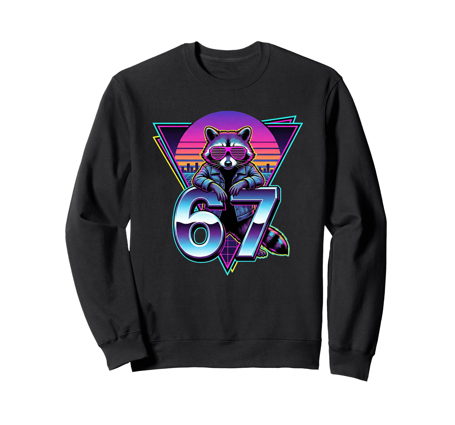 80S Raccoon Synthwave Sweatshirt - Casual Everyday Wear for Adults - T-Shirt, Sweatshirt, Hoodie