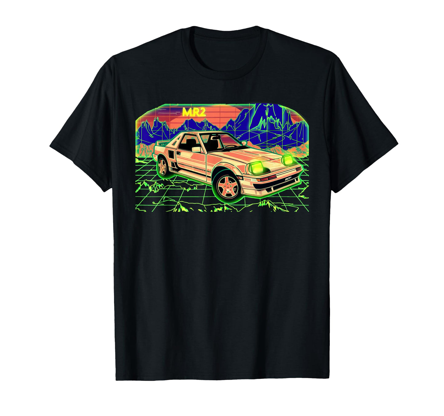Mr2 Synthwave Landscape Glowing T-Shirt - Casual Everyday Wear for Adults - T-Shirt, Sweatshirt, Hoodie
