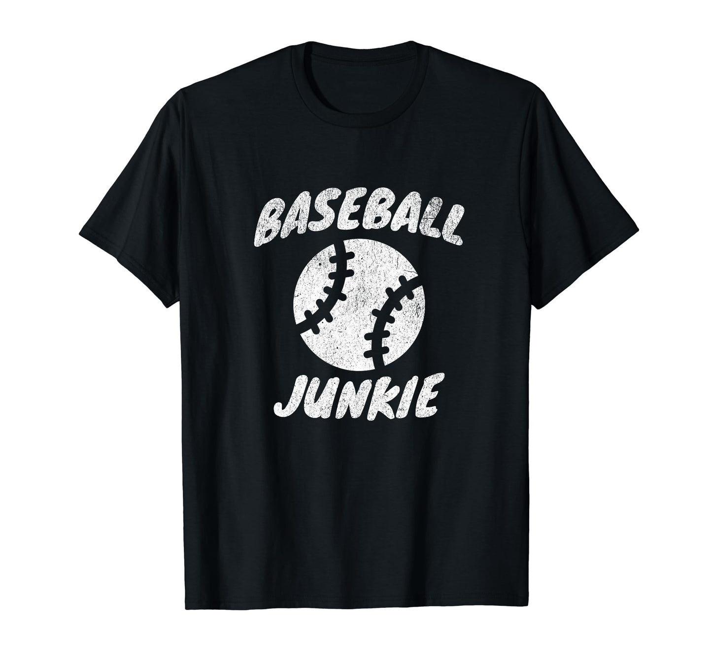 Baseball Junkie Distressed T-Shirt - Minimalist Print Men Women - T-Shirt, Sweatshirt, Hoodie