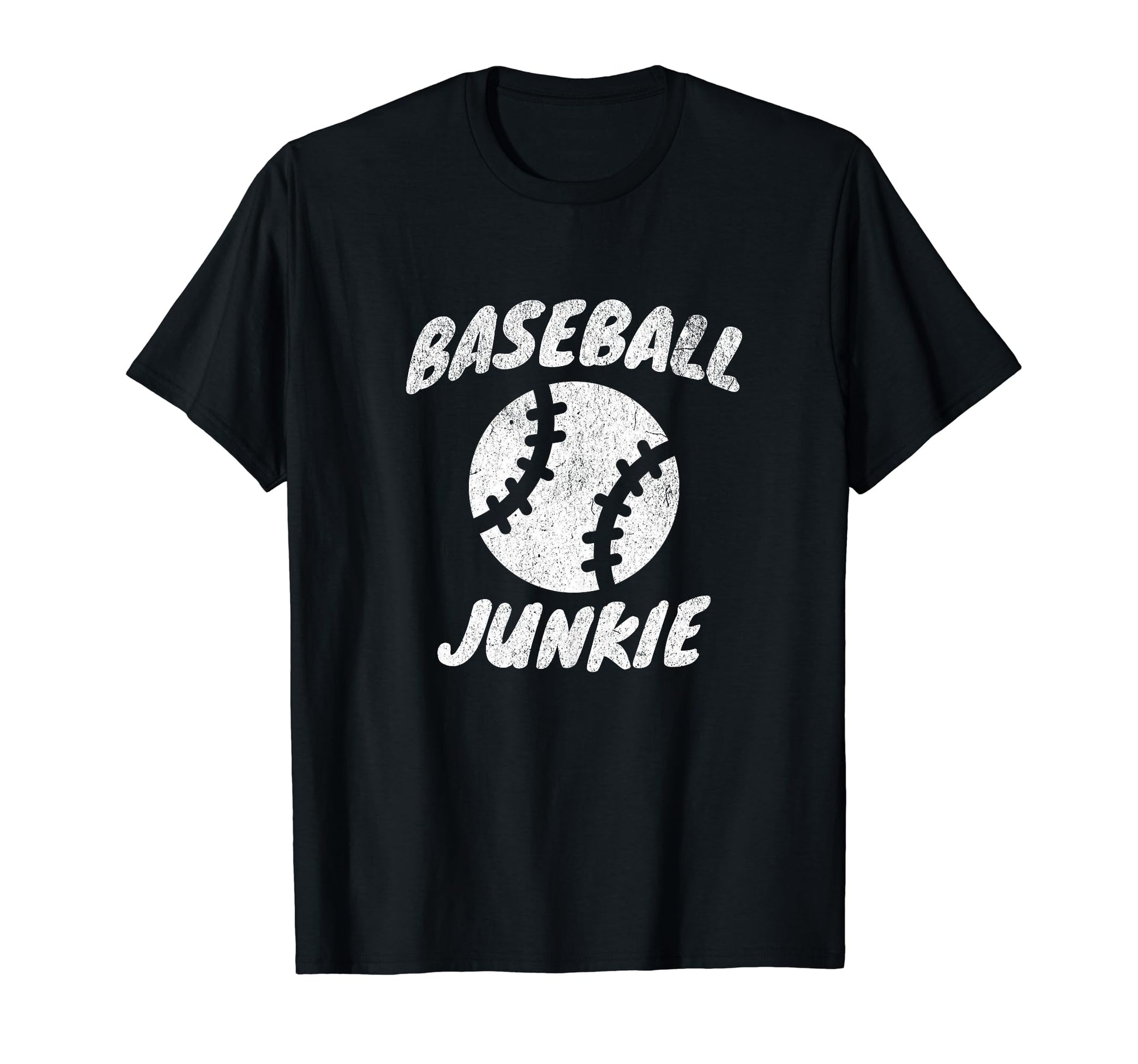 Baseball Junkie Distressed T-Shirt - Minimalist Print Men Women - T-Shirt, Sweatshirt, Hoodie