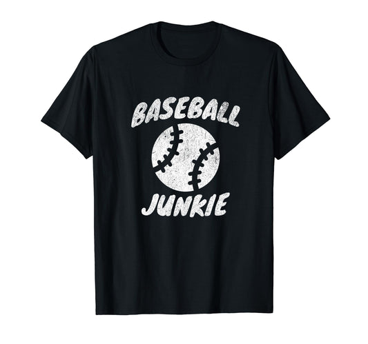 Baseball Junkie Distressed T-Shirt - Minimalist Print Men Women - T-Shirt, Sweatshirt, Hoodie
