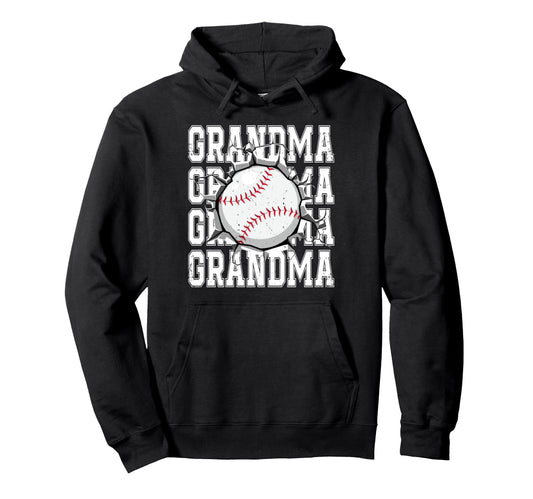 Baseball Grandma Cracked Wall Family Hoodie - Unique Graphic Men Women - T-Shirt, Sweatshirt, Hoodie