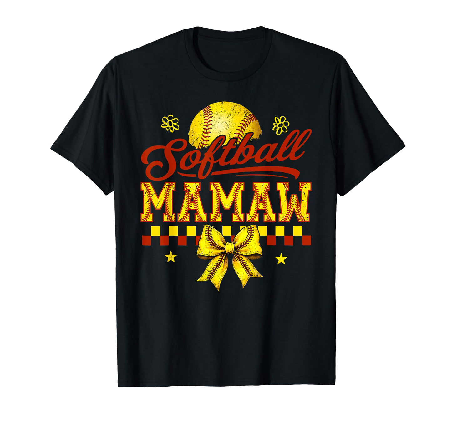 Softball Mamaw Coquette Bow Mothers T-Shirt - Minimalist Print for Adults - T-Shirt, Sweatshirt, Hoodie