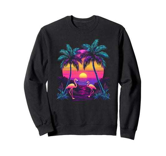 90S Vaporwave Aesthetic Palm Sweatshirt - Fun Novelty Design Men Women - T-Shirt, Sweatshirt, Hoodie