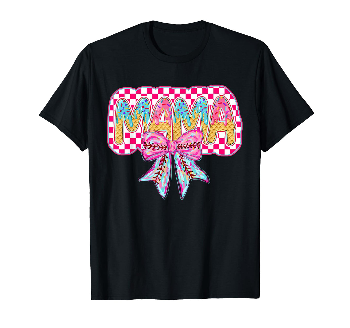 Checkered Baseball Ice Cream Drip T-Shirt - Aesthetic Graphic Men Women - T-Shirt, Sweatshirt, Hoodie