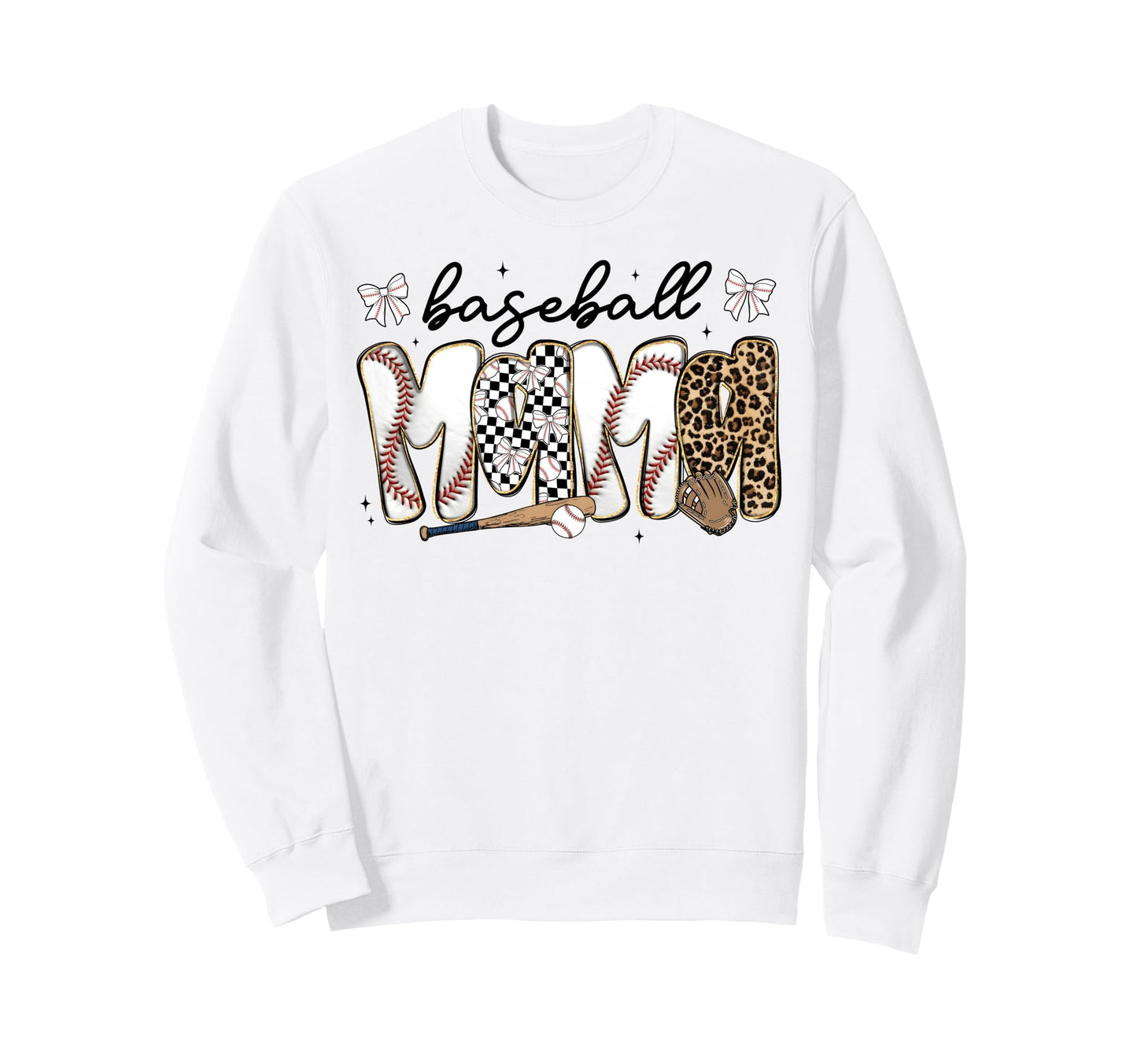 Preppy Baseball Mama Coquette Bow Sweatshirt - Casual Everyday Wear Unisex - T-Shirt, Sweatshirt, Hoodie