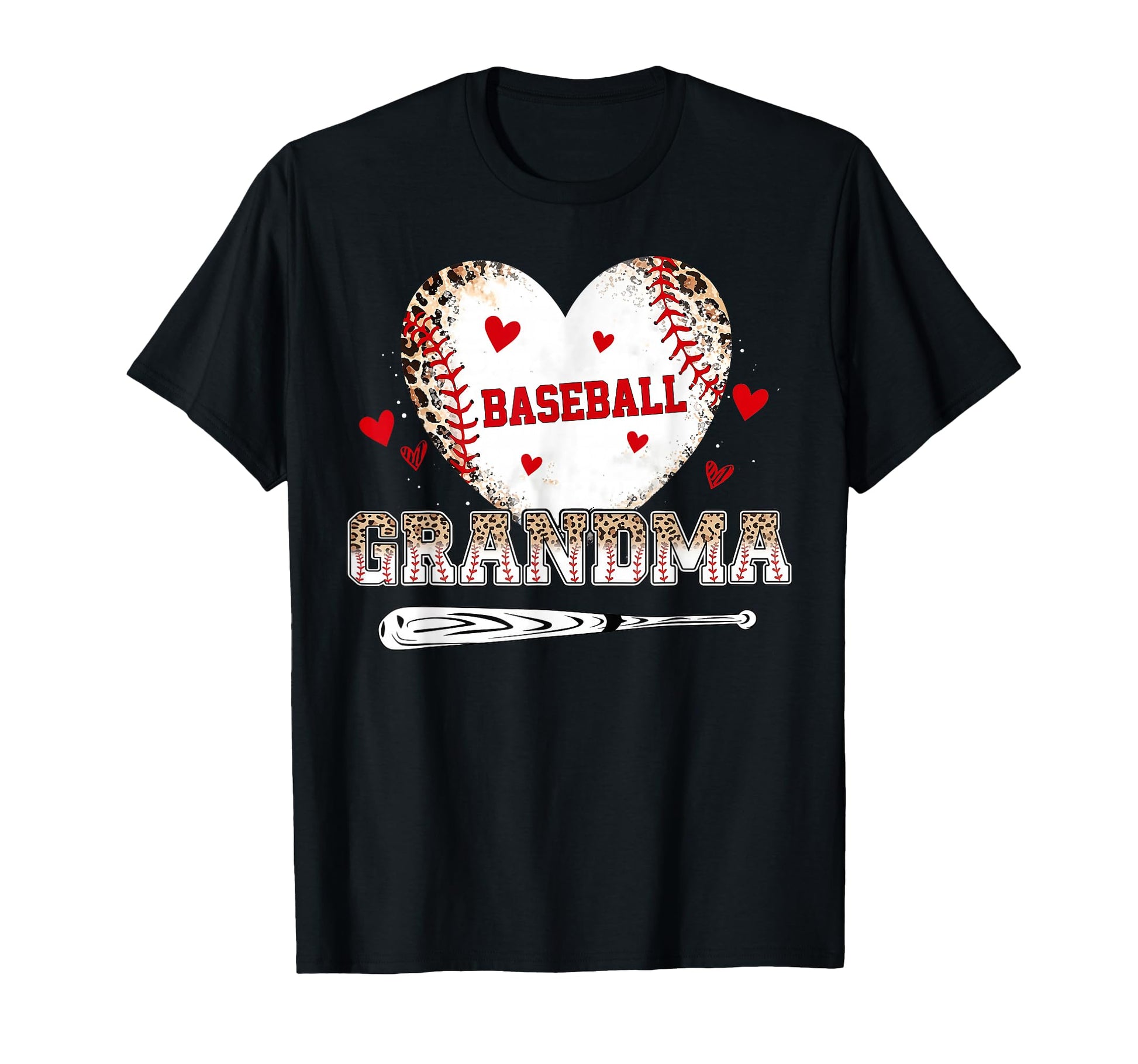 Baseball Grandma Leopard Heart Nana Gigi T-Shirt - Trendy Graphic Unisex - T-Shirt, Sweatshirt, Hoodie