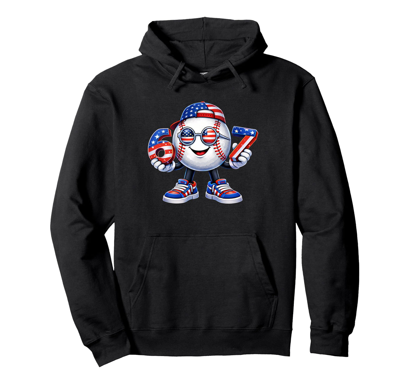 67 American Flag Bunny Drip Baseball Hoodie - Aesthetic Graphic Unisex - T-Shirt, Sweatshirt, Hoodie