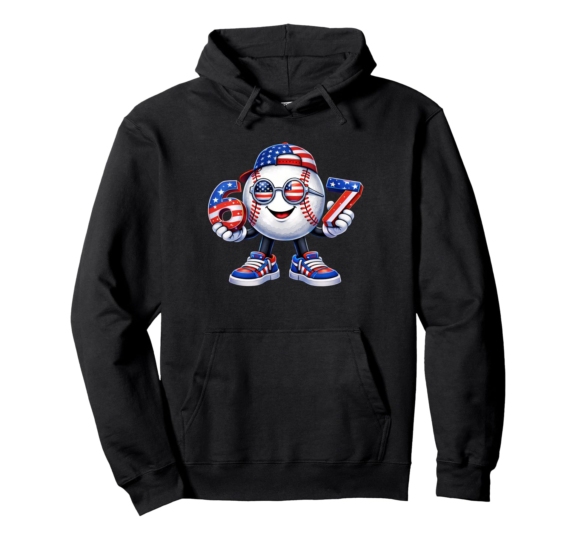 67 American Flag Bunny Drip Baseball Hoodie - Aesthetic Graphic Unisex - T-Shirt, Sweatshirt, Hoodie