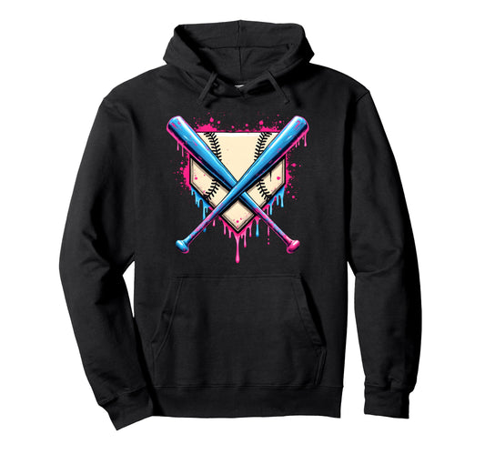 Baseball Home Plate Drip Sprinkles Drip Hoodie - Graphic Print Men Women - T-Shirt, Sweatshirt, Hoodie