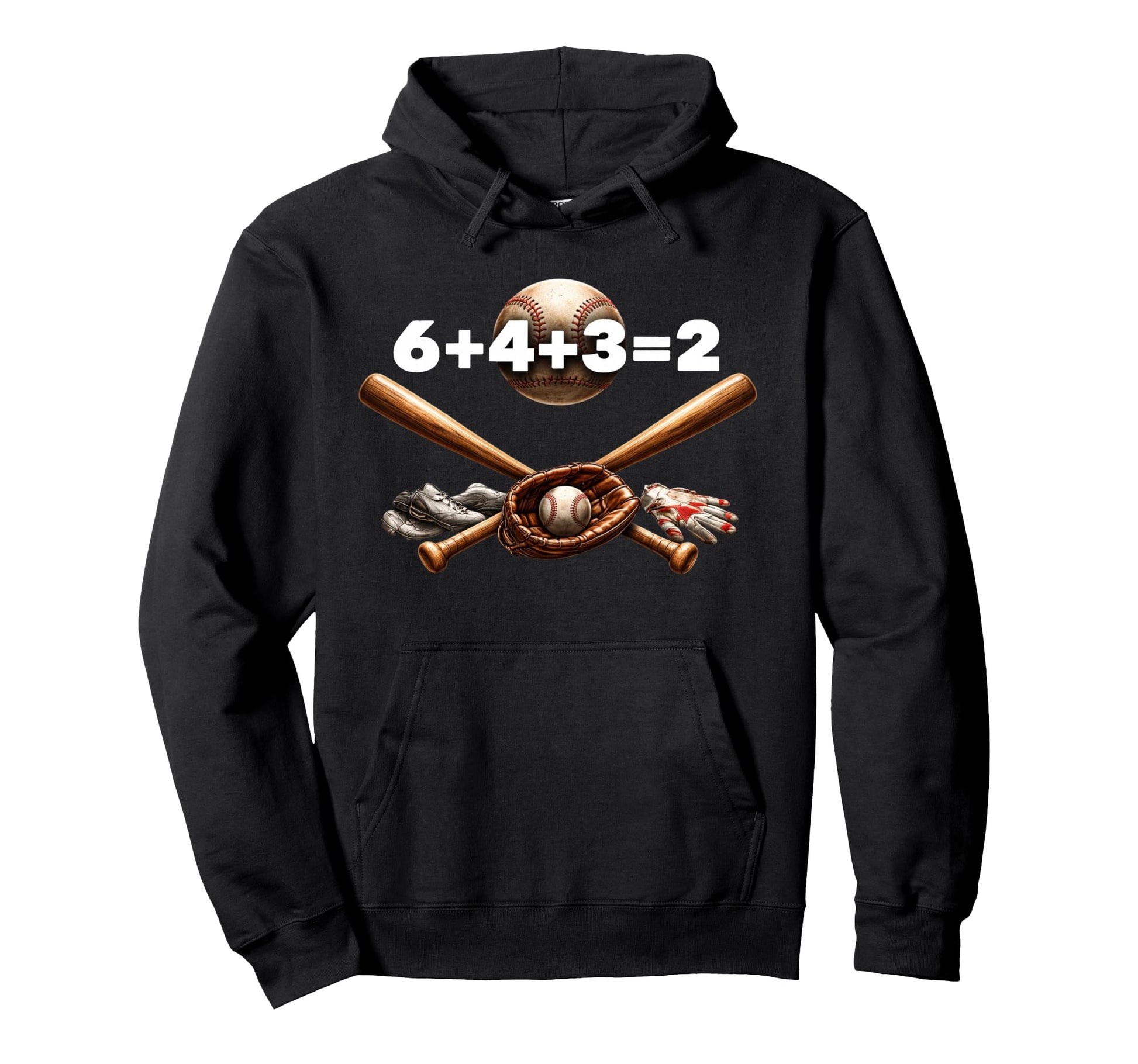 6 4 3 2 Double Play Baseball Player Hoodie - Graphic Print for Adults - T-Shirt, Sweatshirt, Hoodie