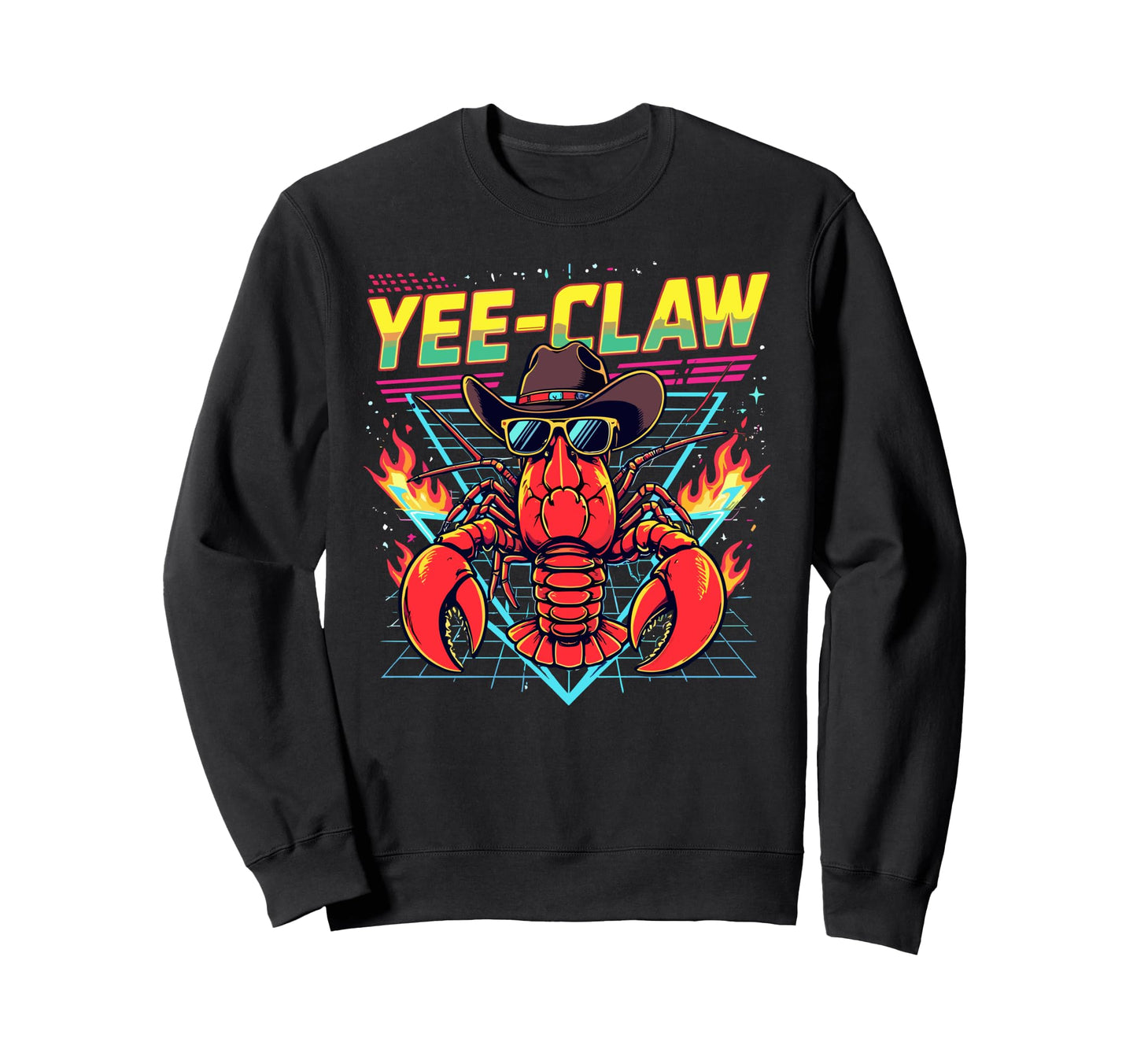 Yee Claw Lobster Cowboy 80S Sweatshirt - Minimalist Print Men Women - T-Shirt, Sweatshirt, Hoodie