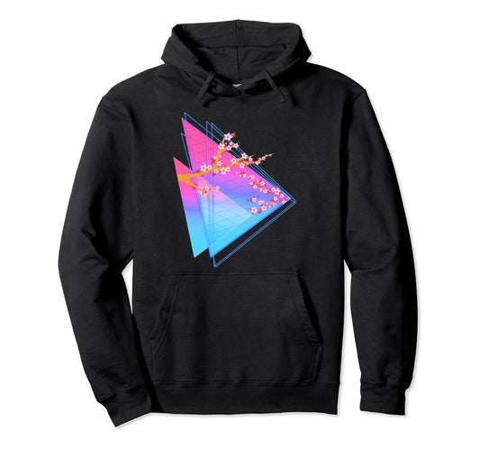 80S Sakura Japan Flower Vaporwave Hoodie - Casual Everyday Wear for Adults - T-Shirt, Sweatshirt, Hoodie