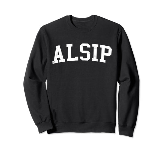 Alsip Il Distressed White Varsity Sweatshirt - Novelty Apparel Unisex - T-Shirt, Sweatshirt, Hoodie