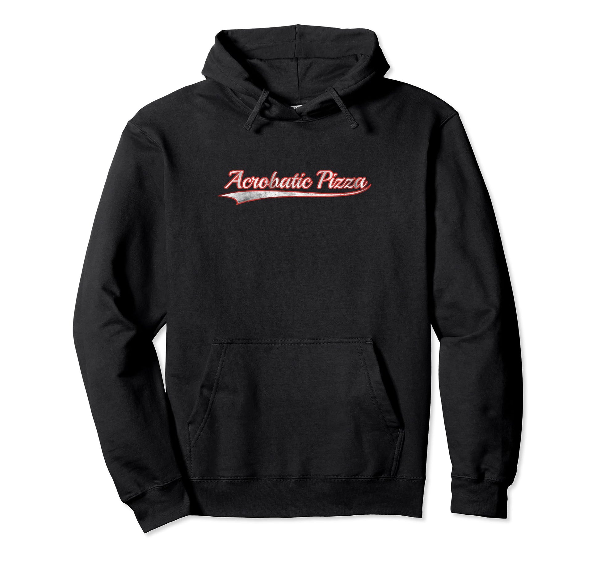 Acrobatic Pizza Varsity Distressed Throwback Hoodie - Graphic Print Unisex - T-Shirt, Sweatshirt, Hoodie