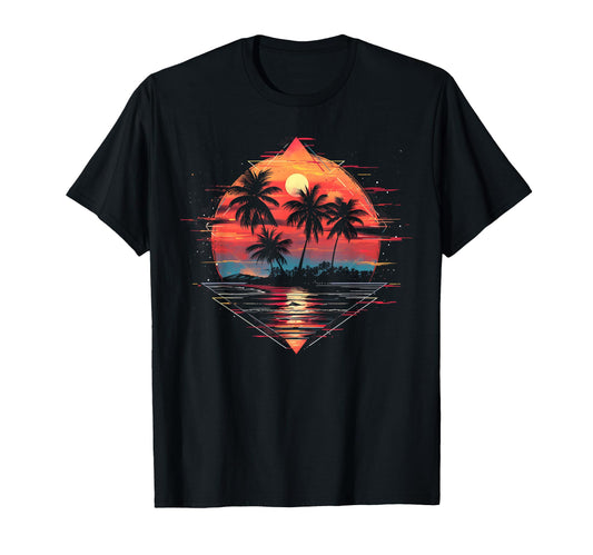 1980S 1990S Retrowave Palm Trees T-Shirt - Streetwear Style for Adults - T-Shirt, Sweatshirt, Hoodie