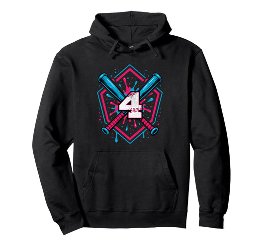 Baseball 4 Year Old Ice Cream Drip Hoodie - Casual Everyday Wear Men Women - T-Shirt, Sweatshirt, Hoodie