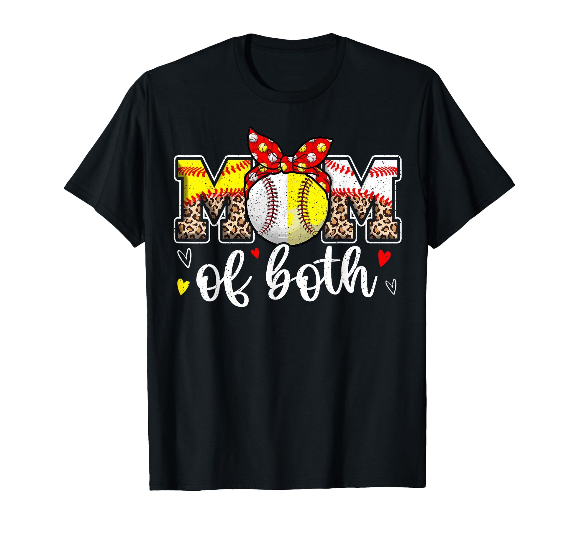 Mom Both Leopard Game Day Baseball T-Shirt - Minimalist Print Men Women - T-Shirt, Sweatshirt, Hoodie