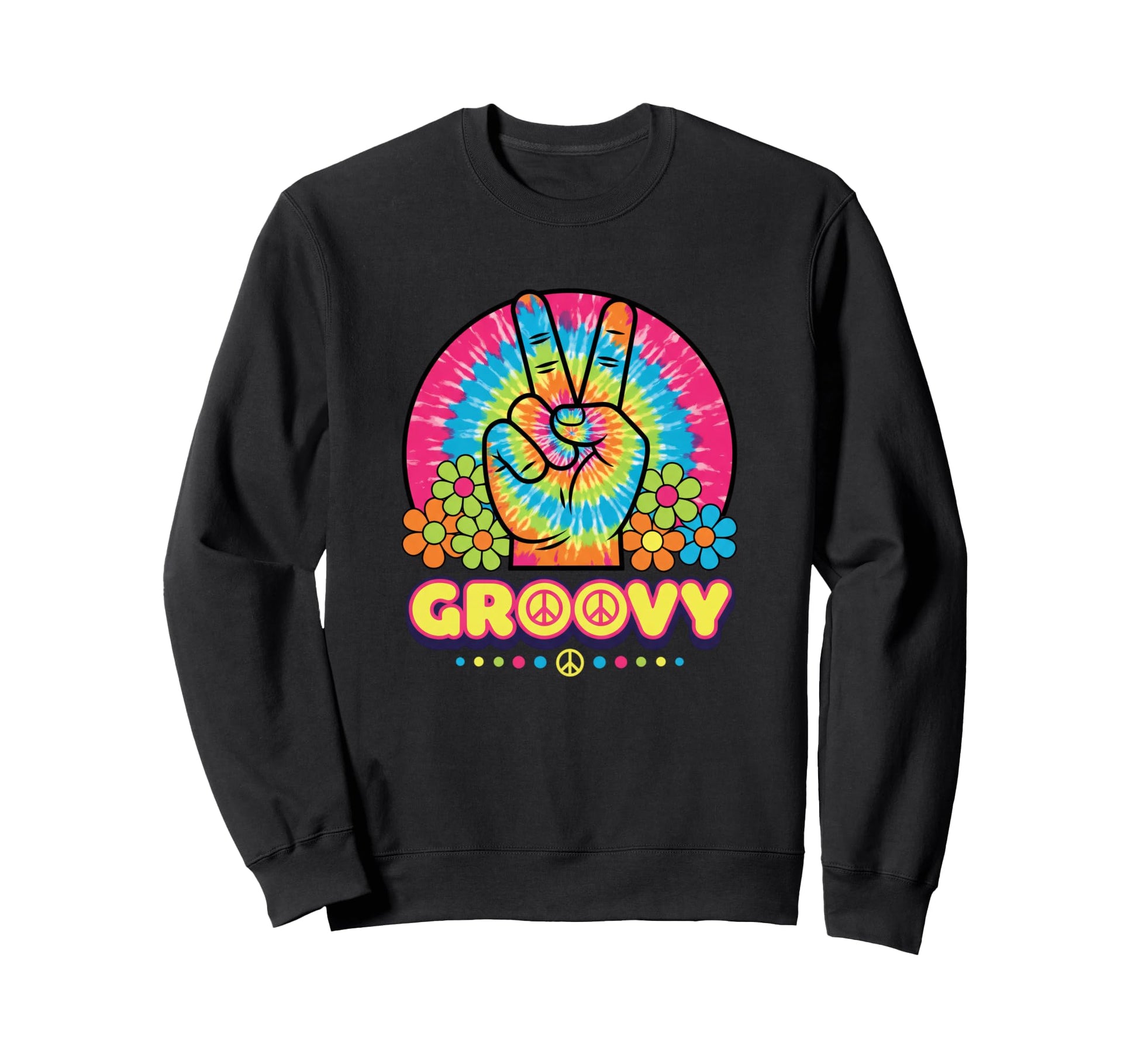 Groovy Peace Hand Tie Dye 1960S Sweatshirt - Novelty Apparel Men Women - T-Shirt, Sweatshirt, Hoodie