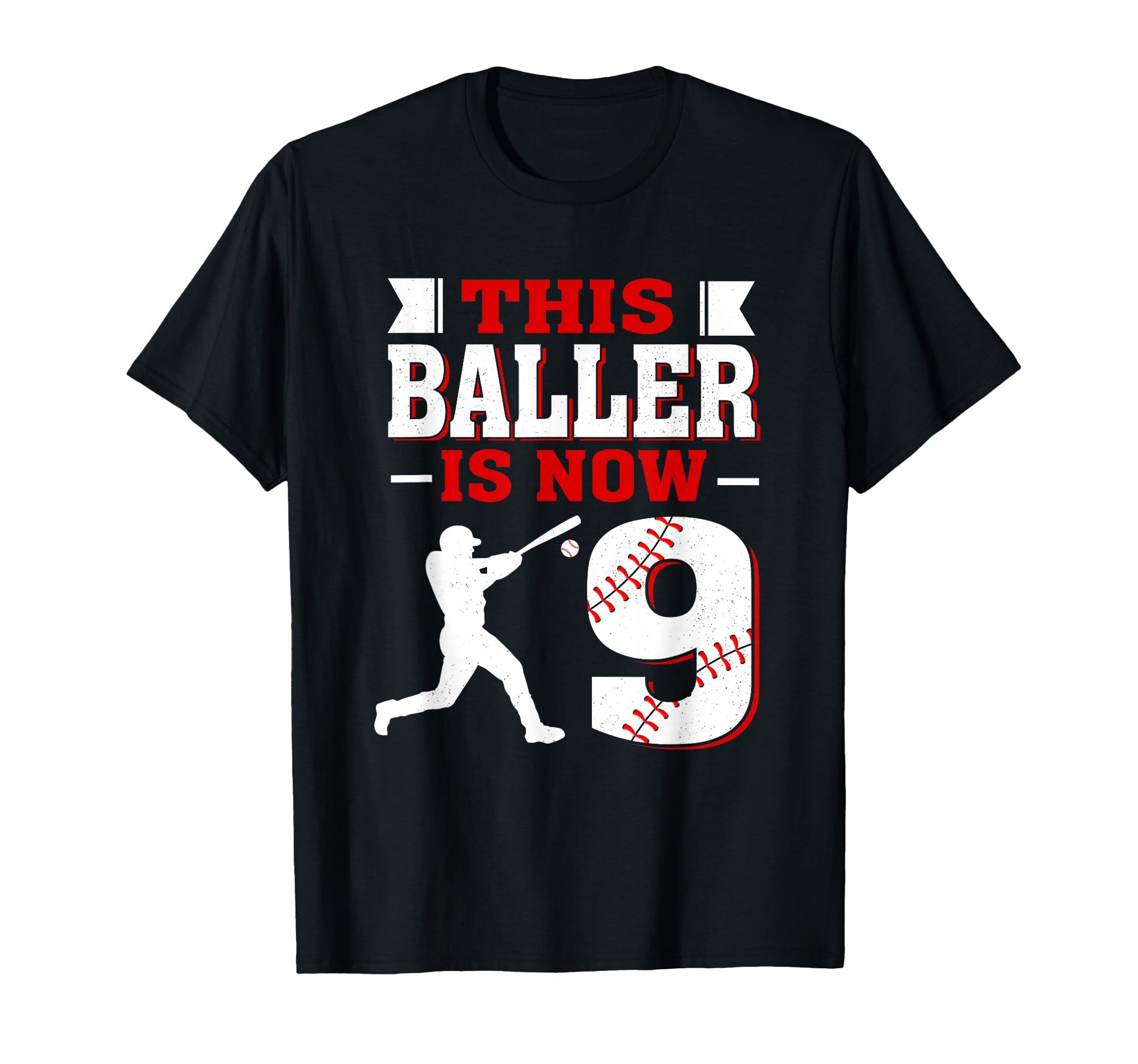 This Baller Is Now 9 Birthday Baseball T-Shirt - Minimalist Print Unisex - T-Shirt, Sweatshirt, Hoodie