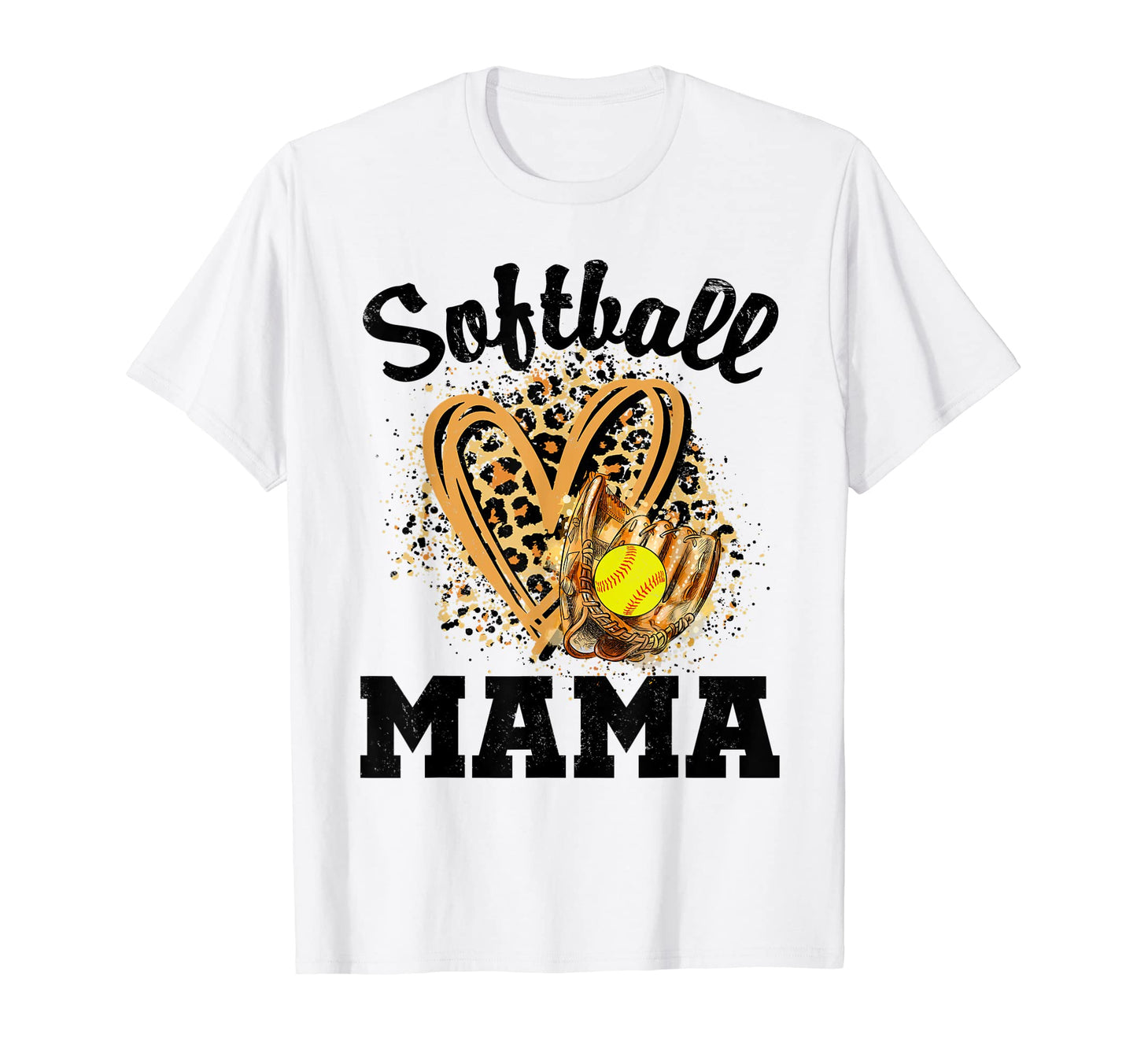 Softball Mama Leopard Heart Softball Mom T-Shirt - Streetwear Style Unisex - T-Shirt, Sweatshirt, Hoodie
