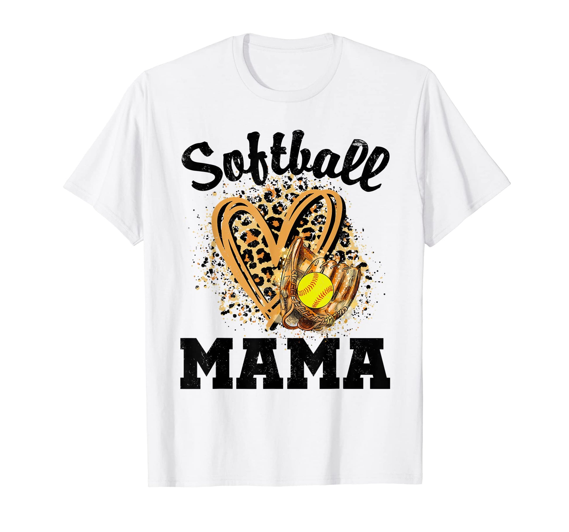 Softball Mama Leopard Heart Softball Mom T-Shirt - Streetwear Style Unisex - T-Shirt, Sweatshirt, Hoodie