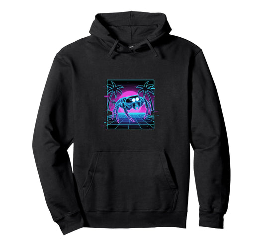 80S Synthwave Vaporwave Jumping Spider Hoodie - Graphic Print Men Women - T-Shirt, Sweatshirt, Hoodie