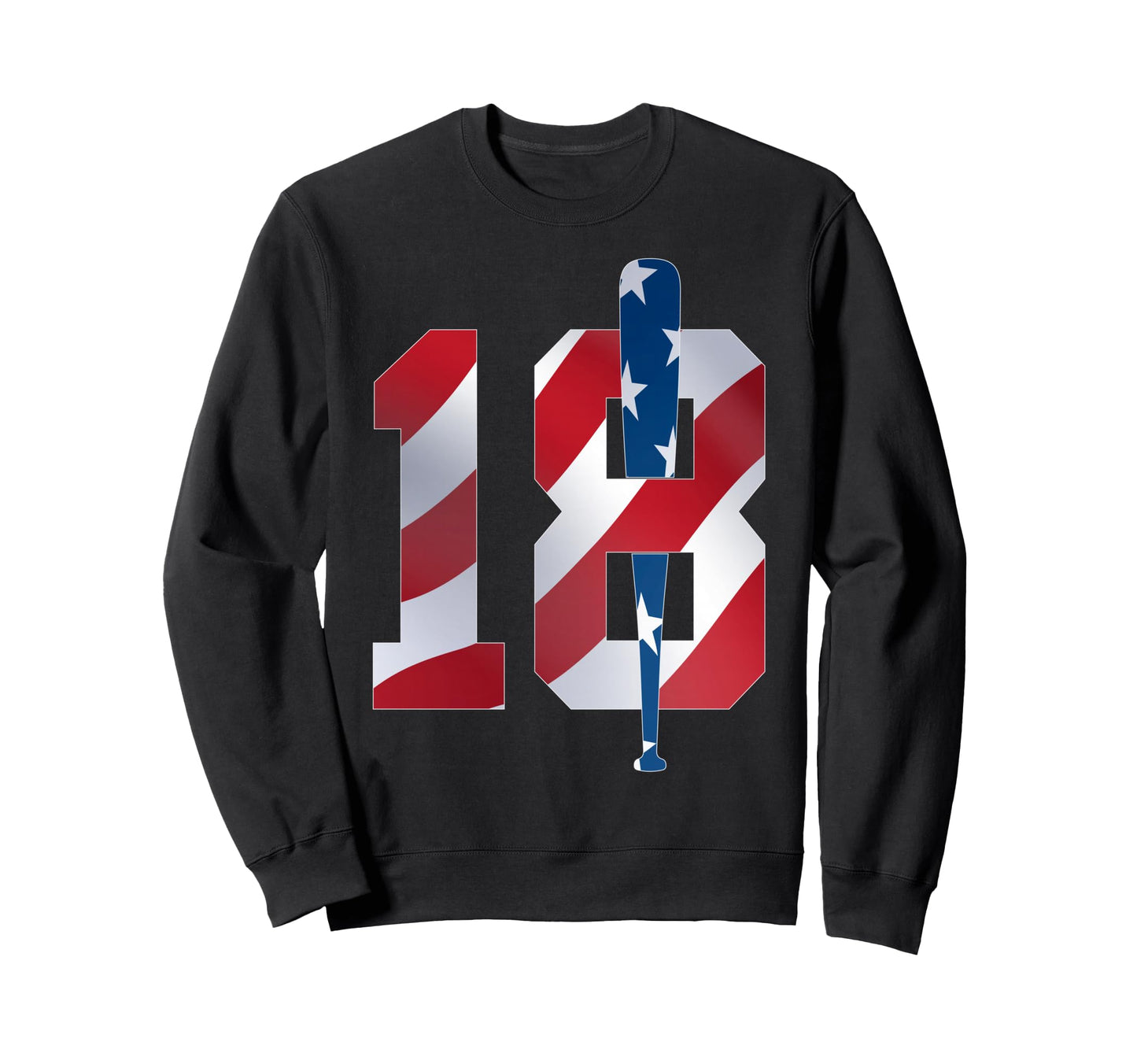Number 18 Years Baseball 18Th Birthday Sweatshirt - Unique Graphic Unisex - T-Shirt, Sweatshirt, Hoodie