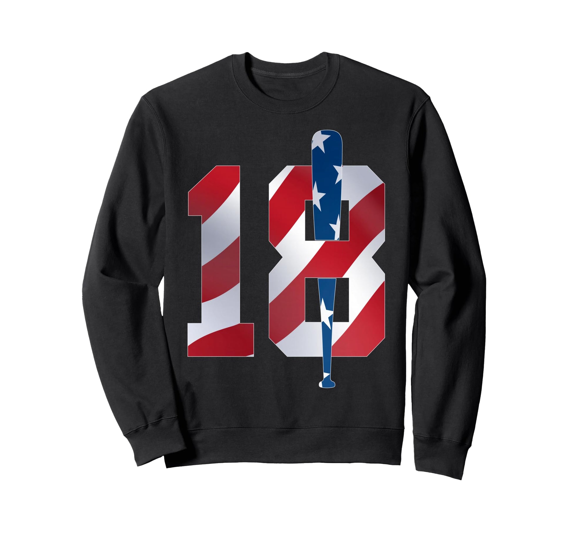 Number 18 Years Baseball 18Th Birthday Sweatshirt - Unique Graphic Unisex - T-Shirt, Sweatshirt, Hoodie