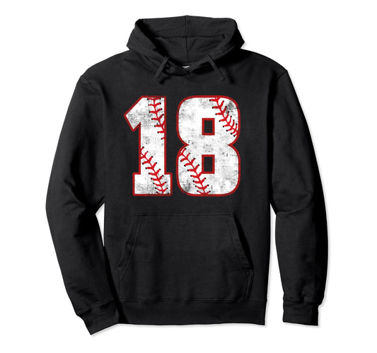 18 Year Old Baseball Player Sports 18 Hoodie - Unique Graphic for Adults - T-Shirt, Sweatshirt, Hoodie