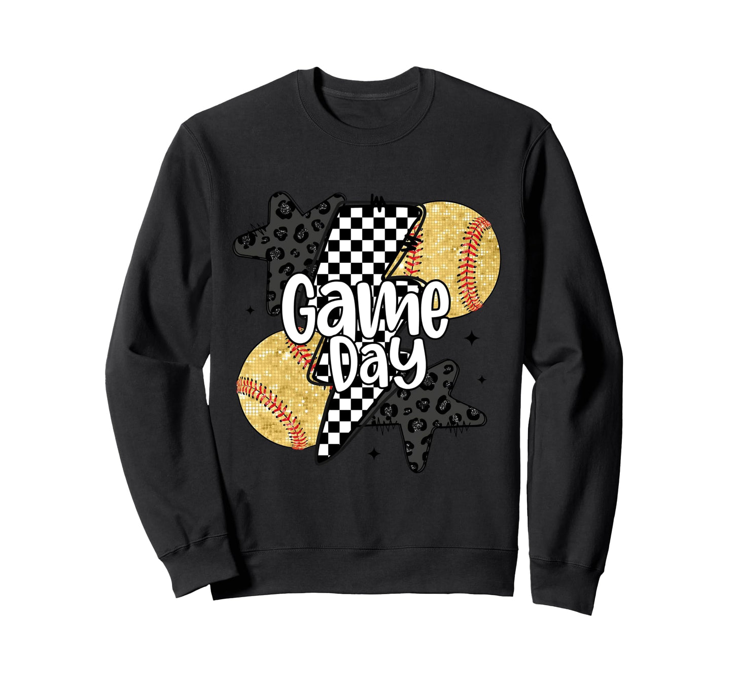 Game Day Baseball Coquette Checkered Sweatshirt - Trendy Graphic Unisex - T-Shirt, Sweatshirt, Hoodie