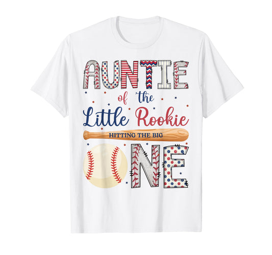 Auntie One Little Rookie Baseball T-Shirt - Aesthetic Graphic Men Women - T-Shirt, Sweatshirt, Hoodie