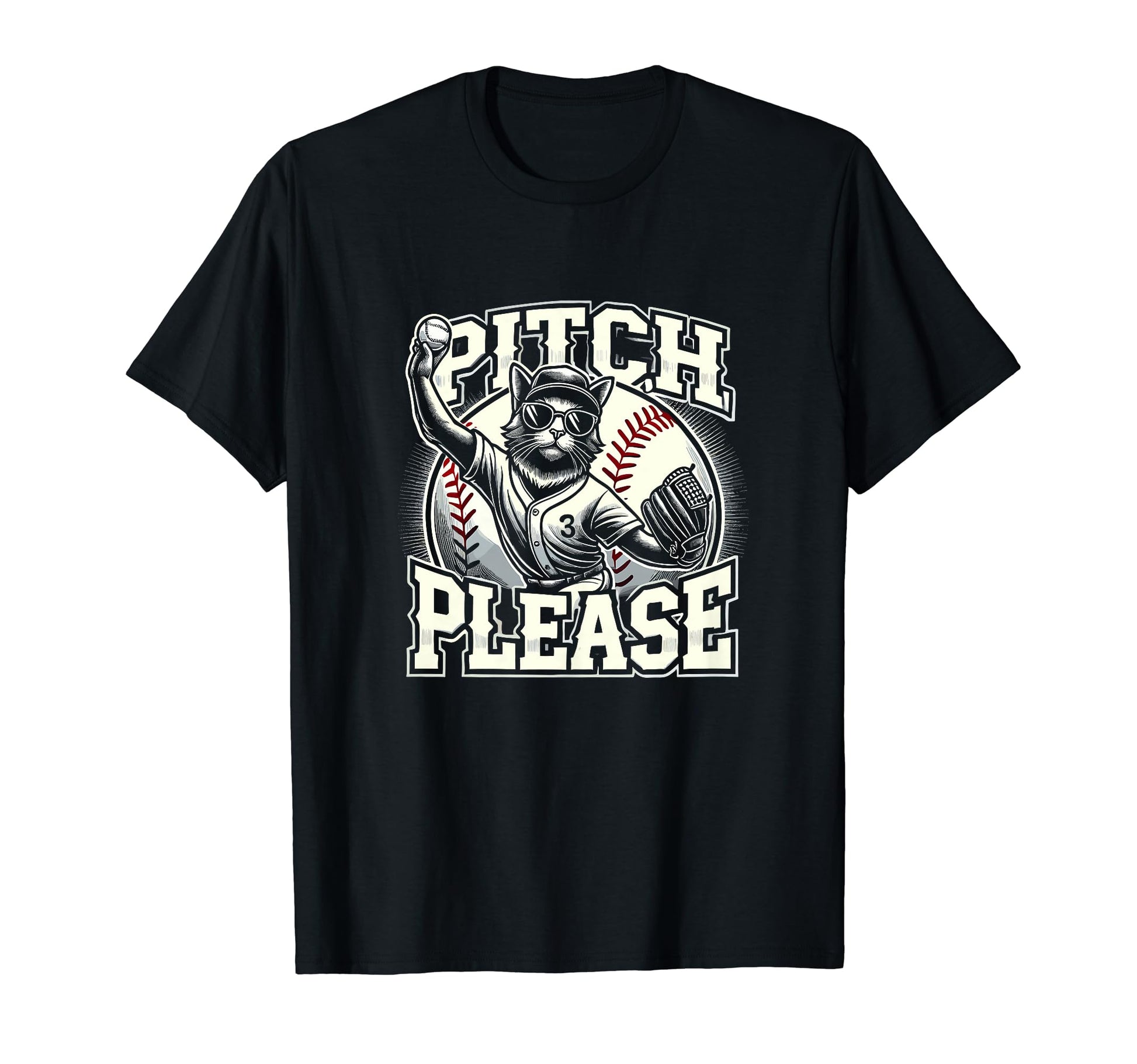 Pitching Baseball Player Cat Pitch T-Shirt - Aesthetic Graphic Men Women - T-Shirt, Sweatshirt, Hoodie