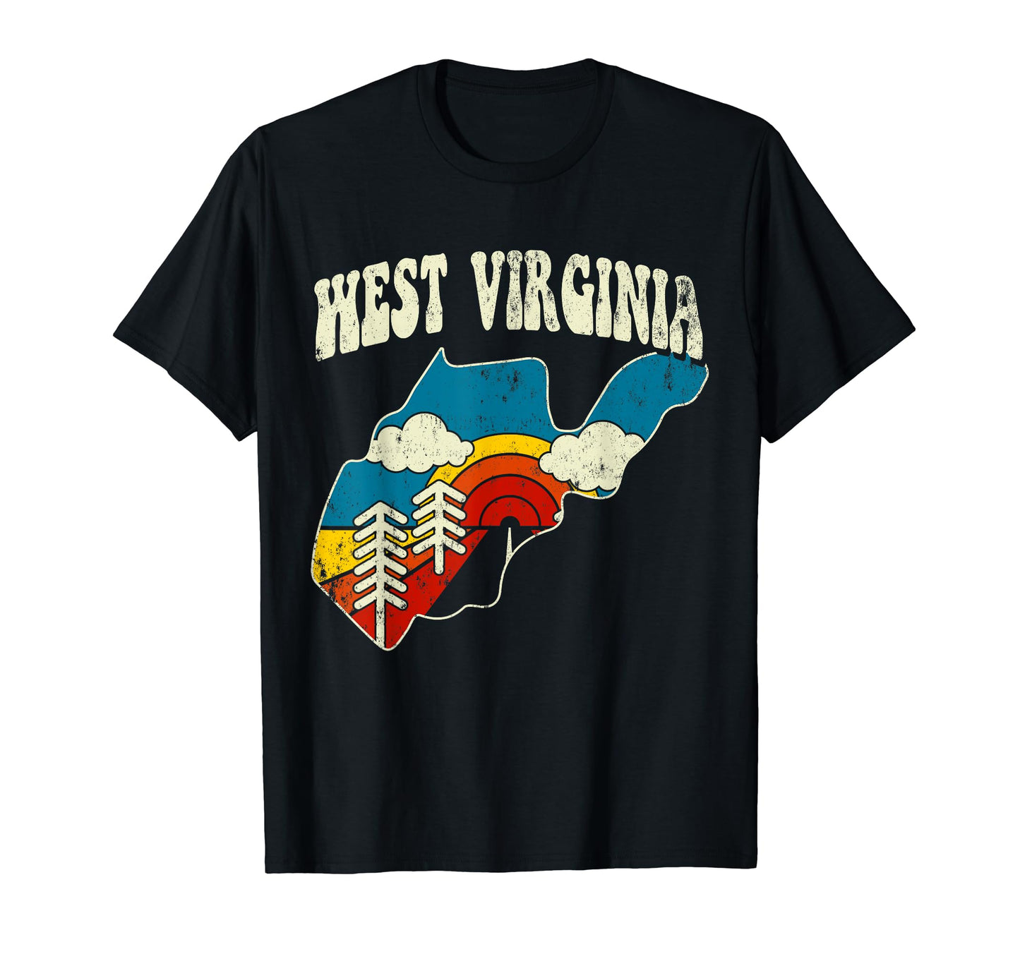 West Virginia State Rainbow Hippie 70S T-Shirt - Graphic Print Men Women - T-Shirt, Sweatshirt, Hoodie