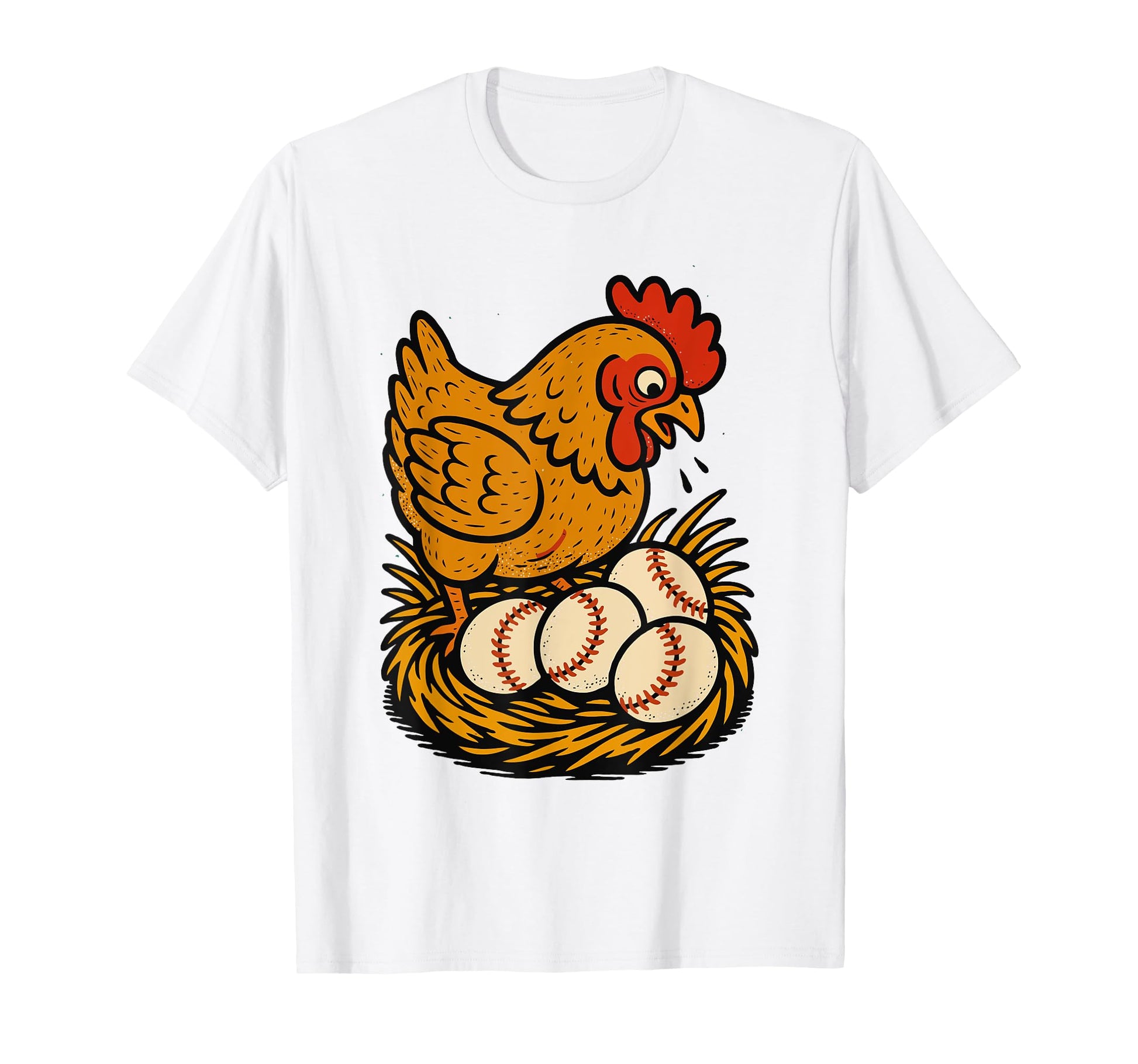 Baseball Chicken Funny Chicken T-Shirt - Minimalist Print Men Women - T-Shirt, Sweatshirt, Hoodie