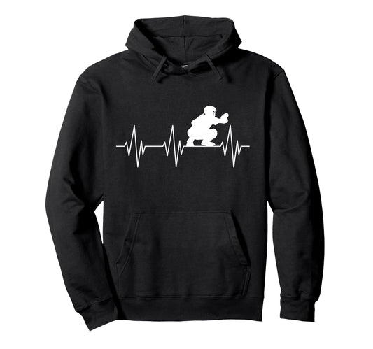 Baseball Catcher Player Ecg Baseball Hoodie - Streetwear Style Unisex - T-Shirt, Sweatshirt, Hoodie