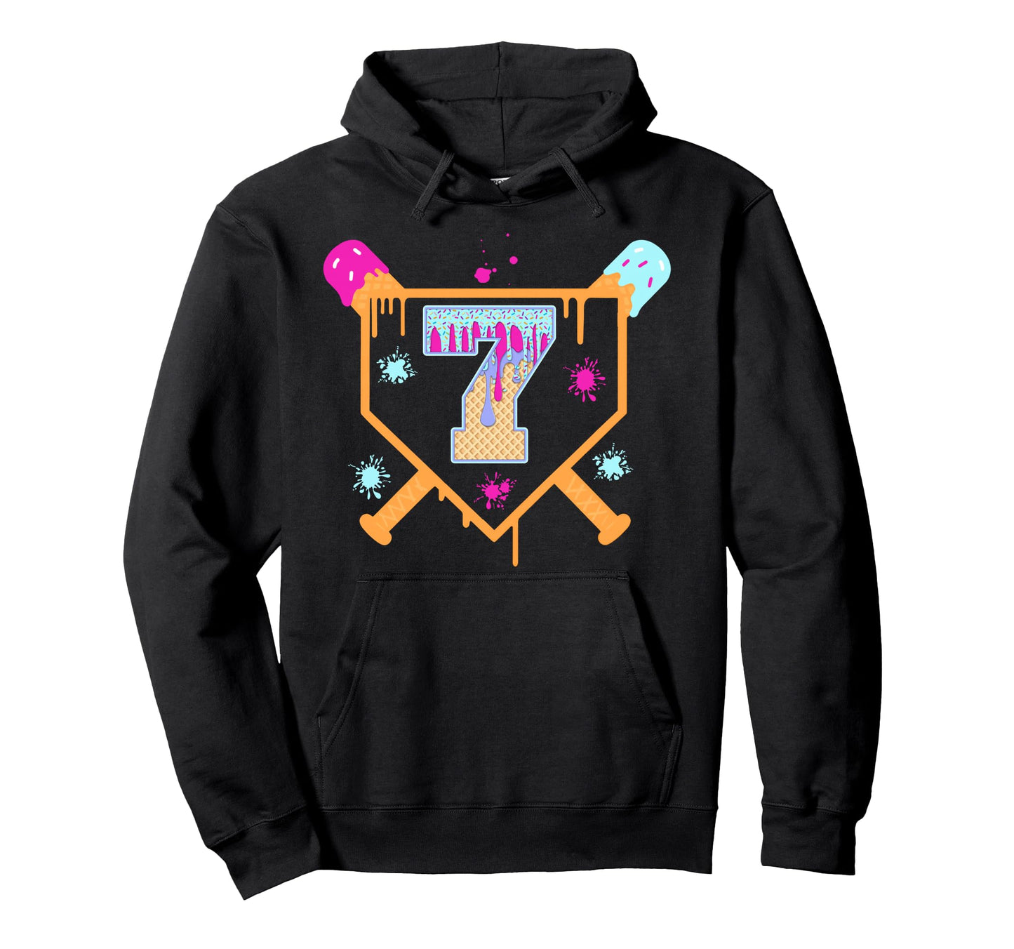 7Th Birthday Baseball Drip 7 Year Old Hoodie - Trendy Graphic Unisex - T-Shirt, Sweatshirt, Hoodie