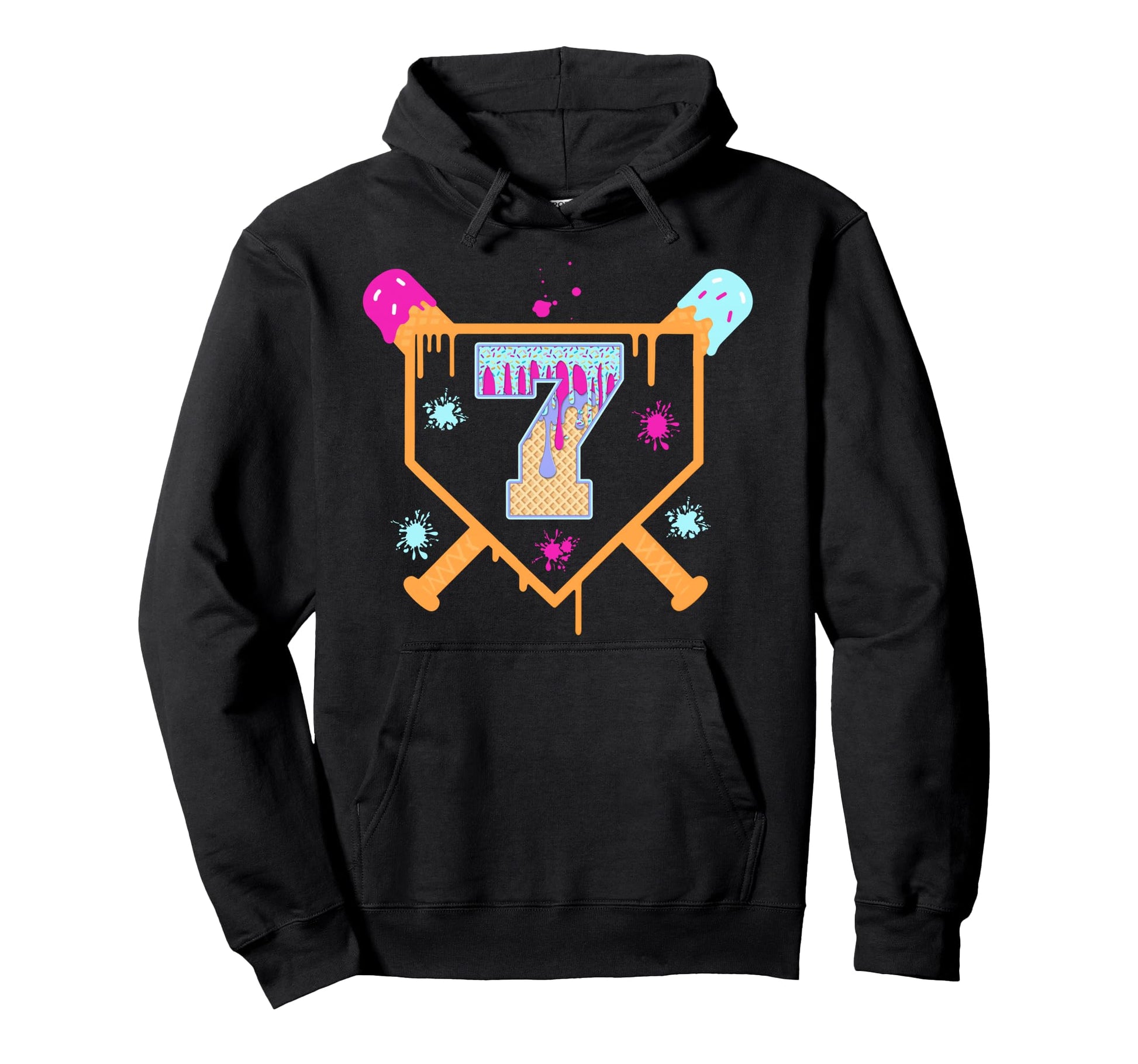 7Th Birthday Baseball Drip 7 Year Old Hoodie - Trendy Graphic Unisex - T-Shirt, Sweatshirt, Hoodie