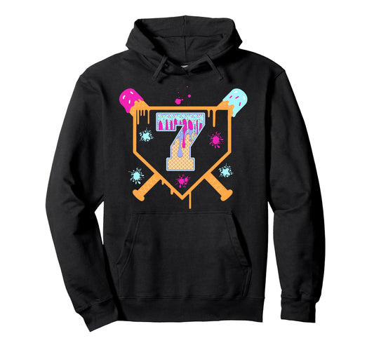 7Th Birthday Baseball Drip 7 Year Old Hoodie - Trendy Graphic Unisex - T-Shirt, Sweatshirt, Hoodie
